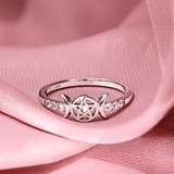 Triple Moon Goddess Pentagram Ring