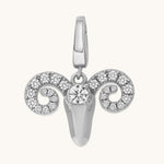 Silver pendant with zodiac symbol on a white background