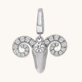 Silver pendant with zodiac symbol on a white background