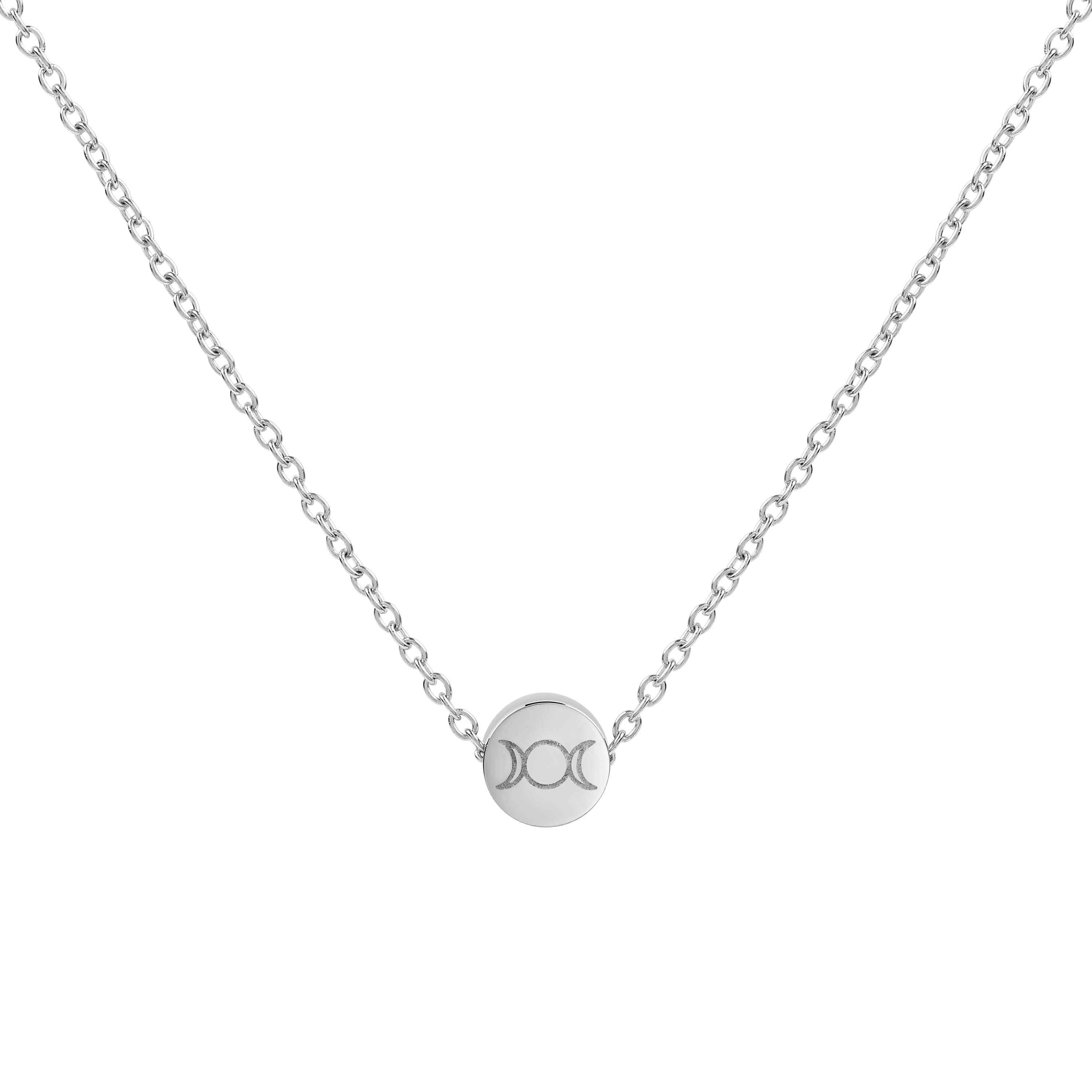 Triple Goddess Mini Pendant Necklace - Silver Stainless Steel