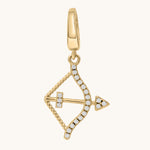 Gold pendant with white topaz stone accents on a white background