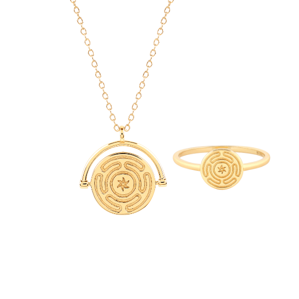Hecate's Wheel (Strophalos of Hecate) Ring & Necklace Set - Save 20%