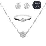 Pentacle Gemstone Ring, Necklace & Earring Set (Save 25%) - Sterling Silver