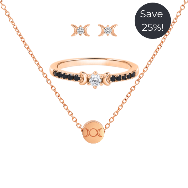 Triple Goddess Ring, Necklace & Stud Earrings Set (Save 25%)