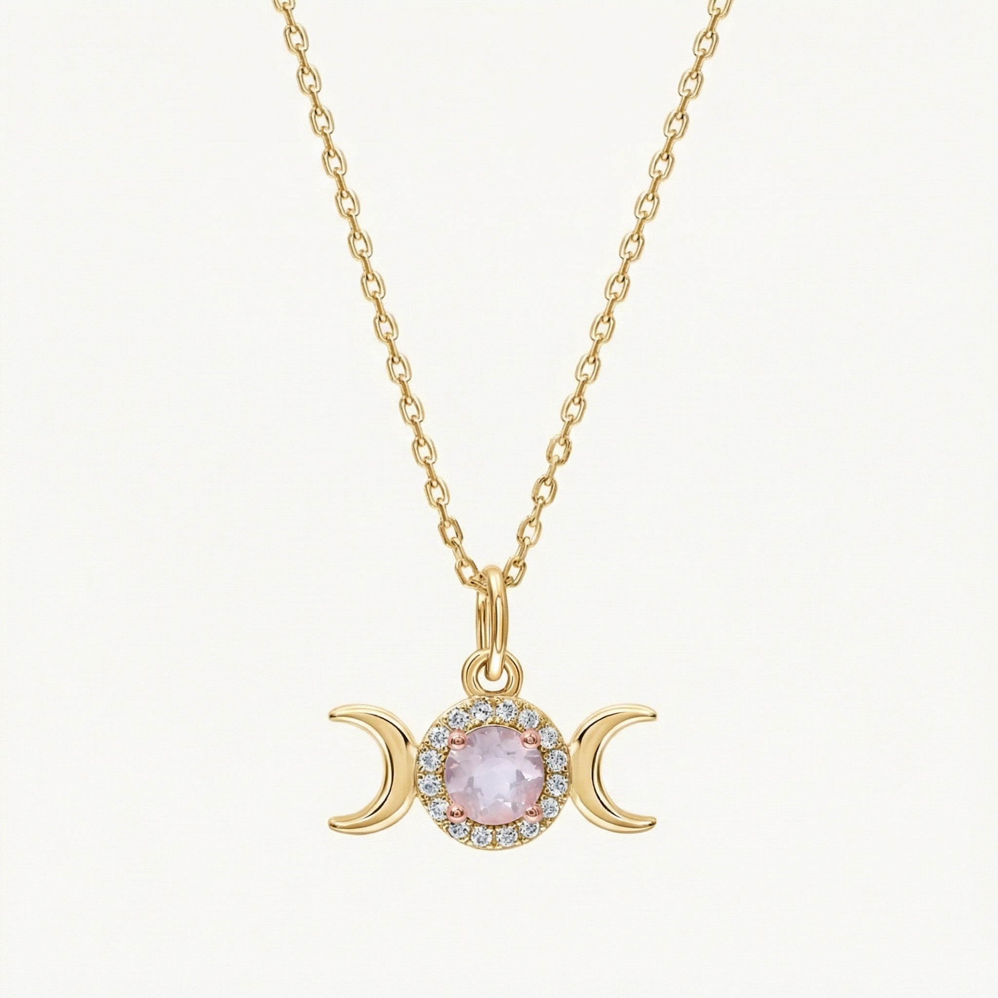 Triple Goddess Rose Quartz Necklace