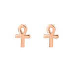 Ankh Mini Stud Earrings - Rose Gold
