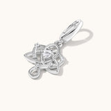 Silver Charm with White Stones set on white background