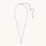 Silver necklace with a small pendant on a light gray background