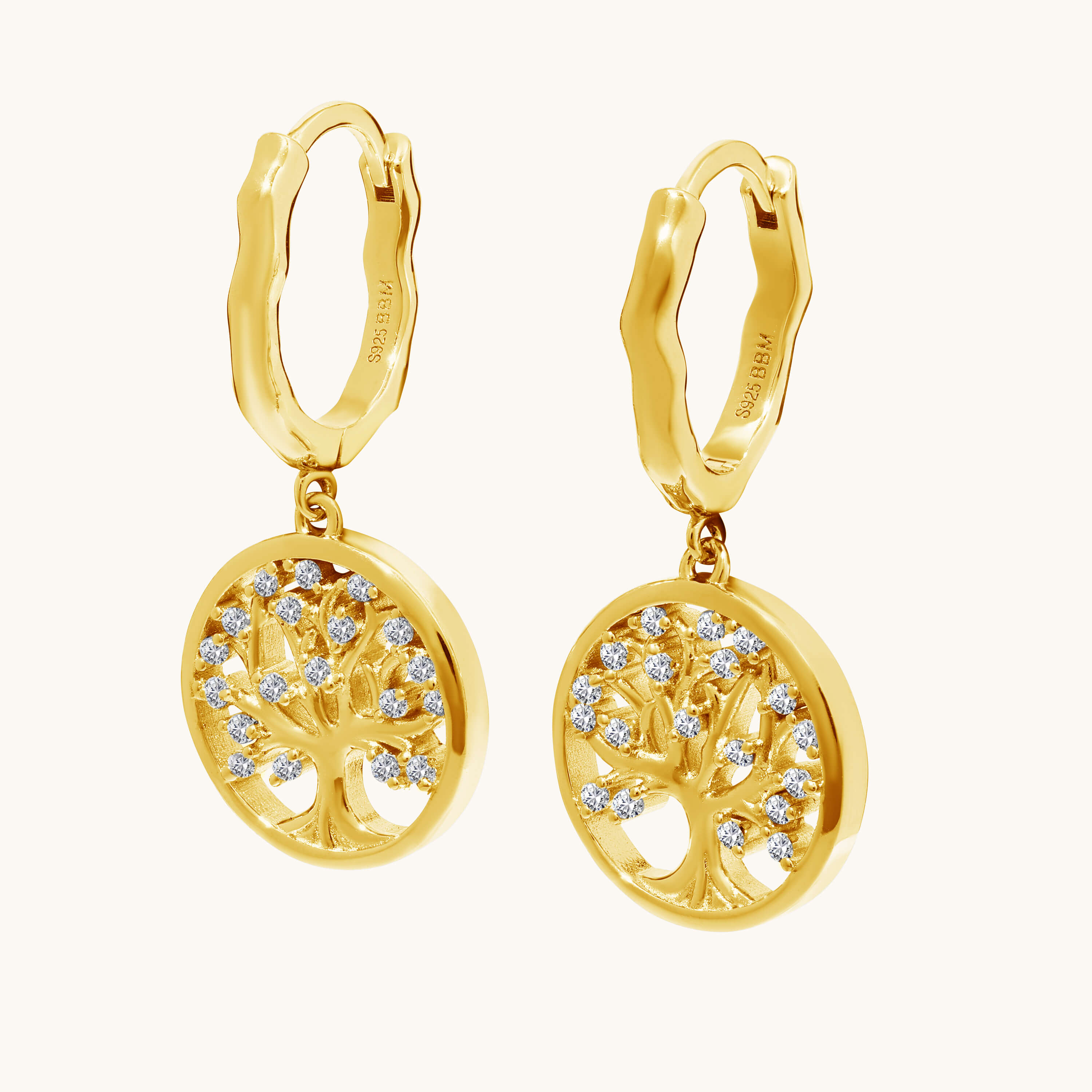Tree of Life Organic Hoop Earrings