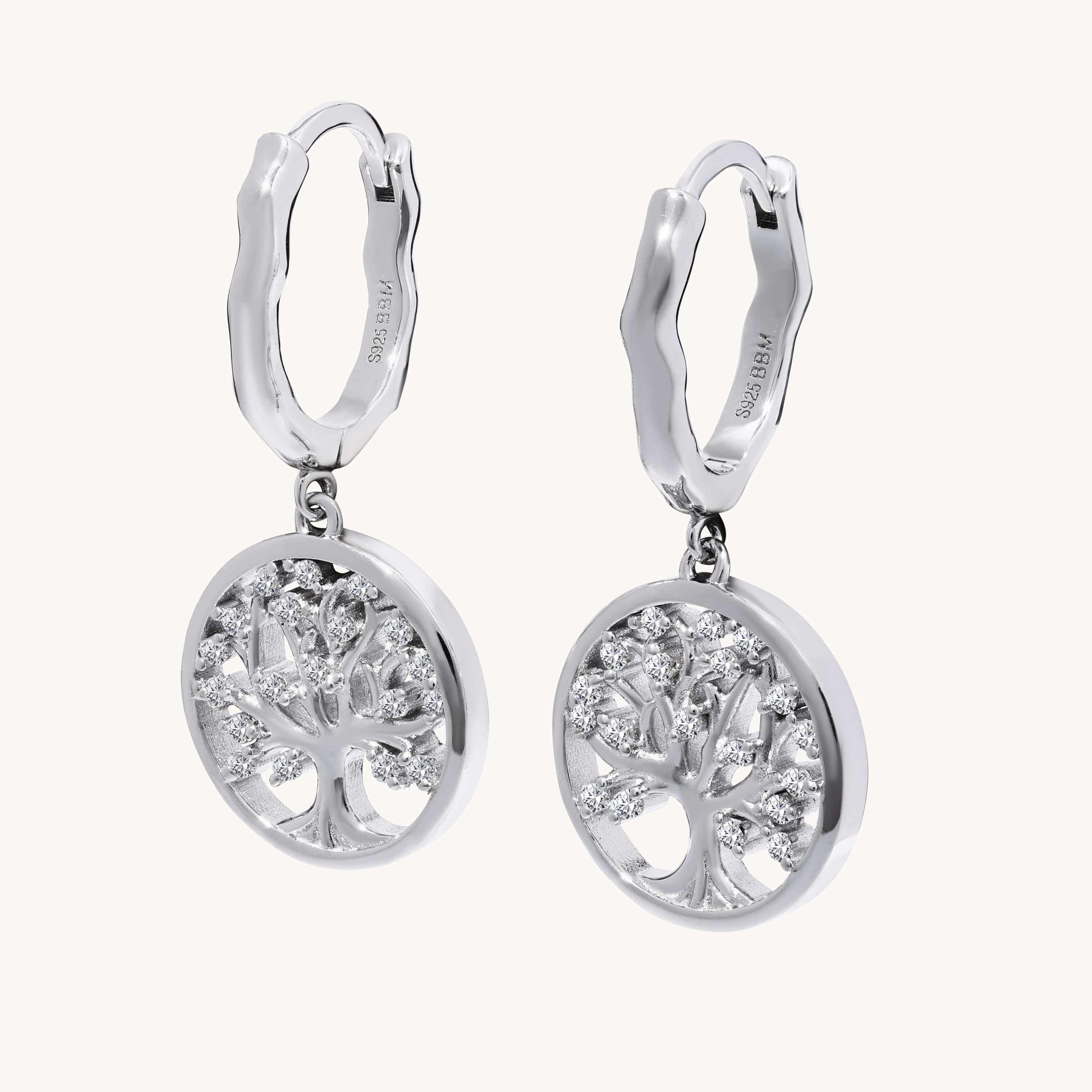 Tree of Life Organic Hoop Earrings