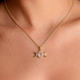 Triple Goddess Rose Quartz Necklace