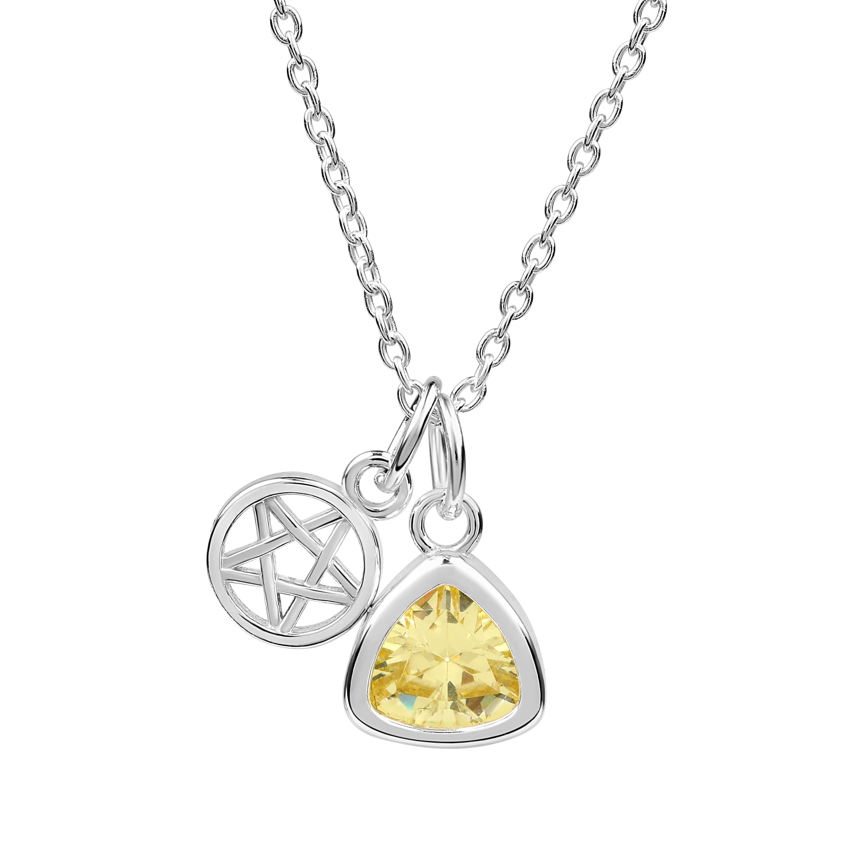 Pentacle Charm with Birthstone Necklace