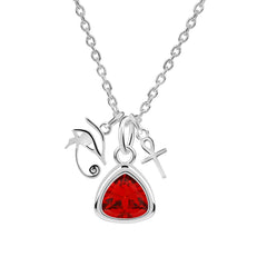 Eye of Horus & Ankh Charm with Birthstone Necklace