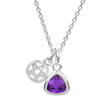 Pentacle Charm with Birthstone Necklace