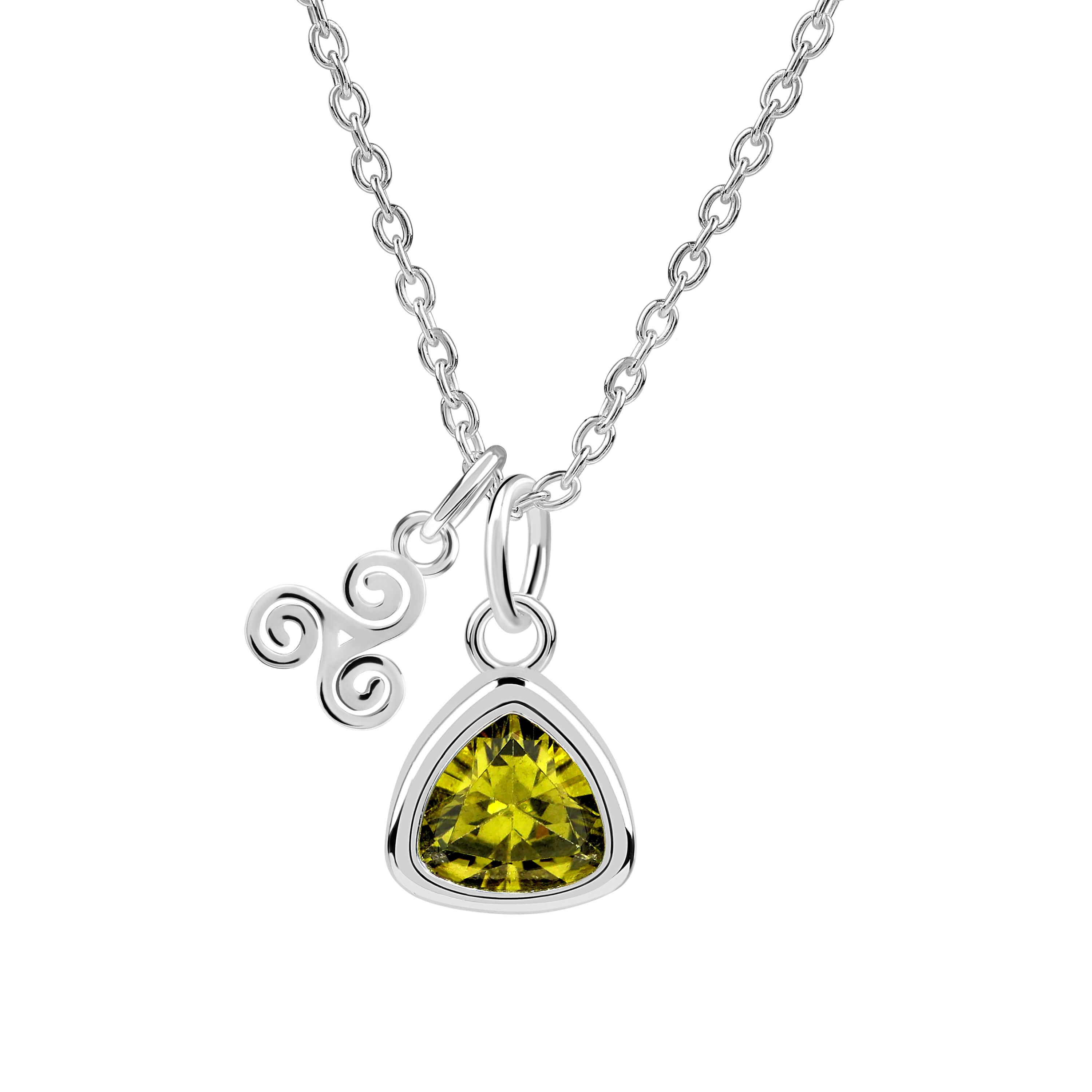 Triskelion Charm with Birthstone Necklace
