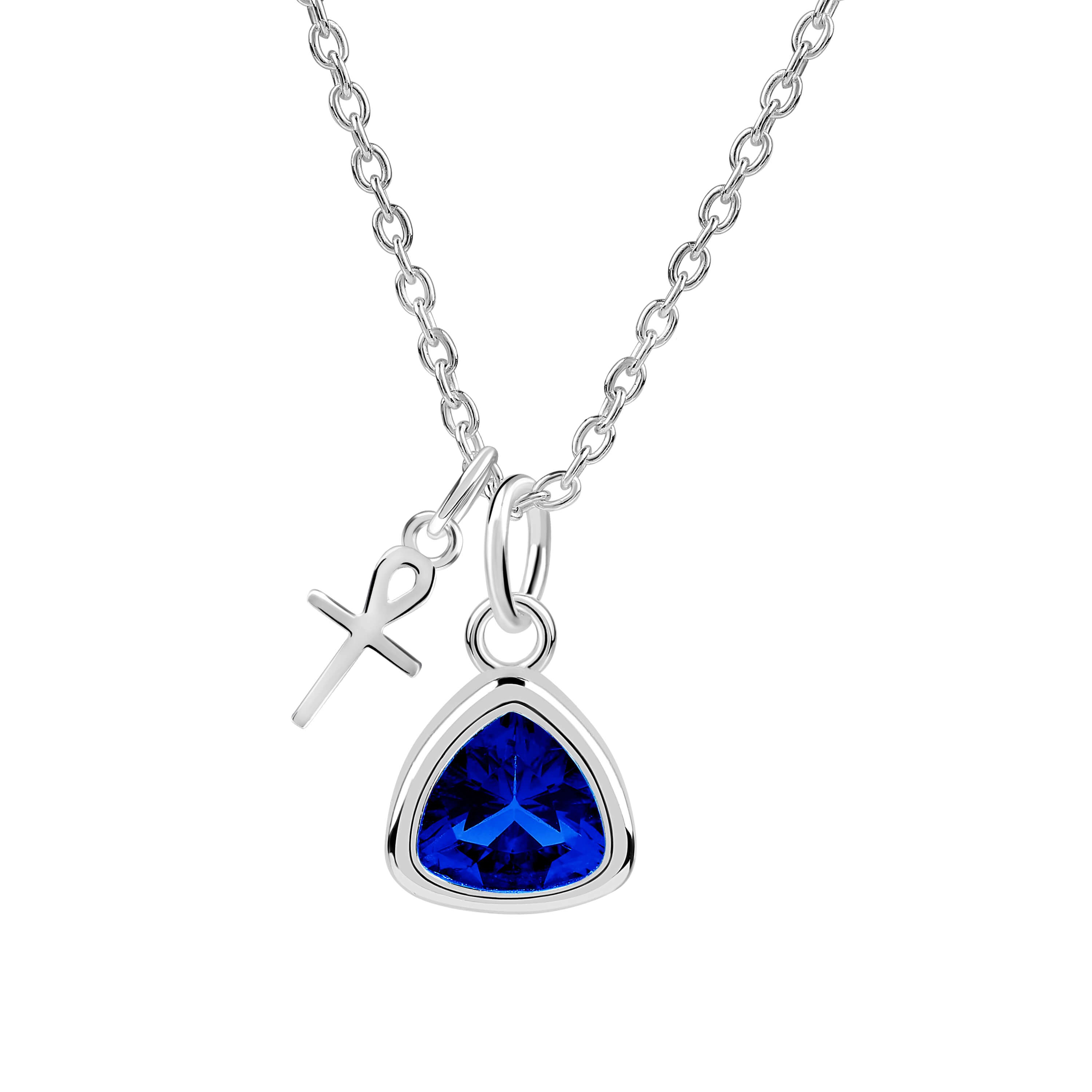 Ankh Charm with Birthstone Necklace