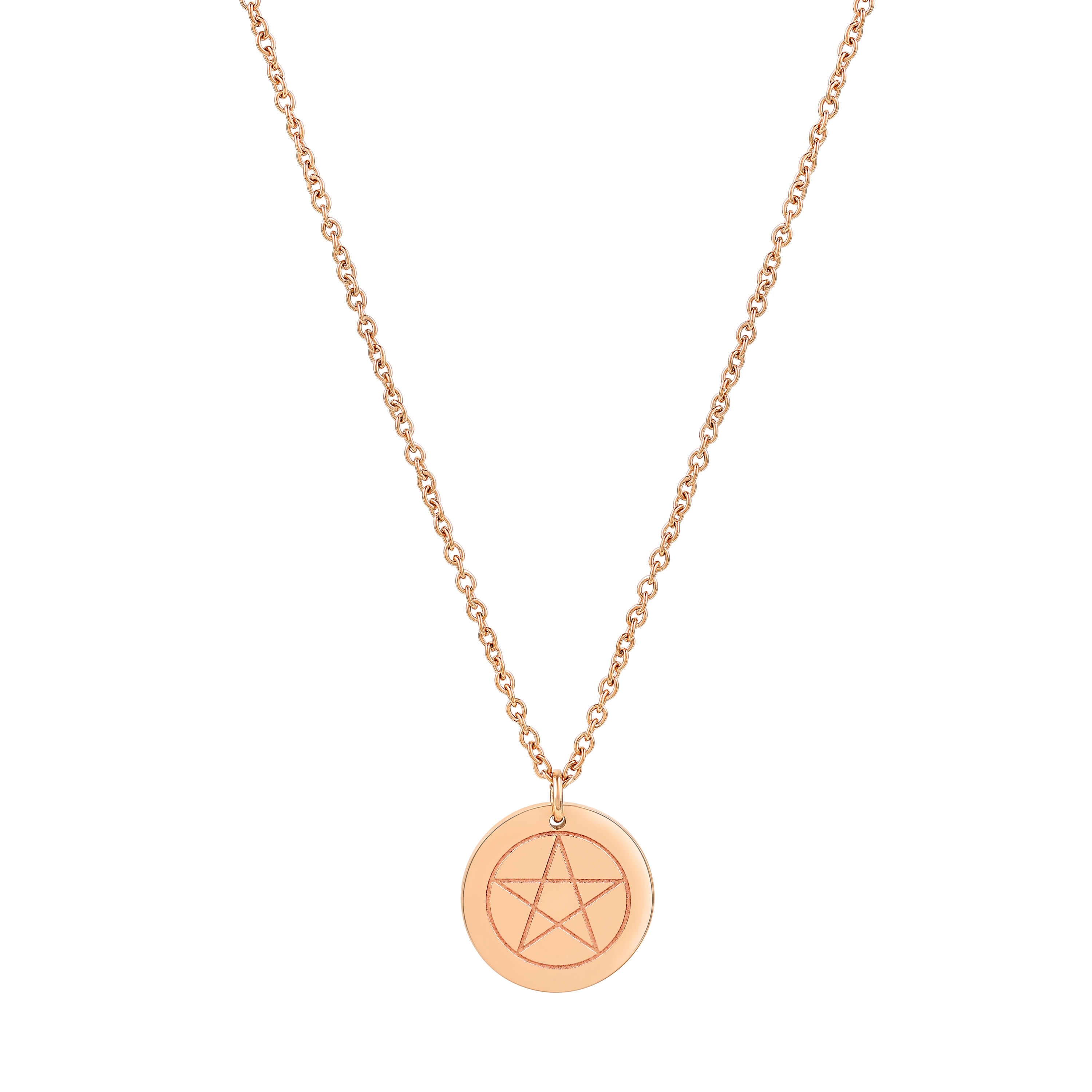 Pentacle Round Disc Necklace