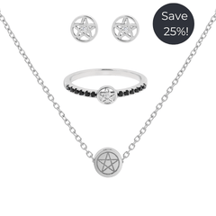 Pentacle Gemstone Ring, Necklace & Earring Set (Save 25%)