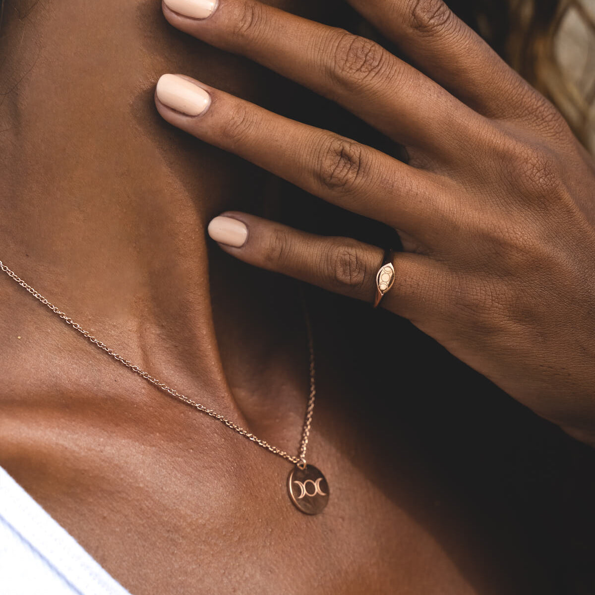 Triple Goddess Round Disc Necklace